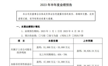 东阿阿胶发布2023上半年业绩预告：净利润5.1亿元–5.5亿元 同比增长65%–78%